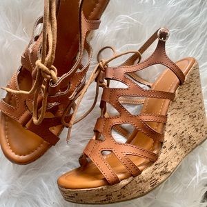 Wedge Sandals with Tie Front Detail